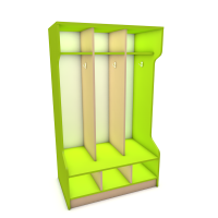 Шкаф для одежды открытый с сиденьем (трехсекционный) 830х350х1220 мм